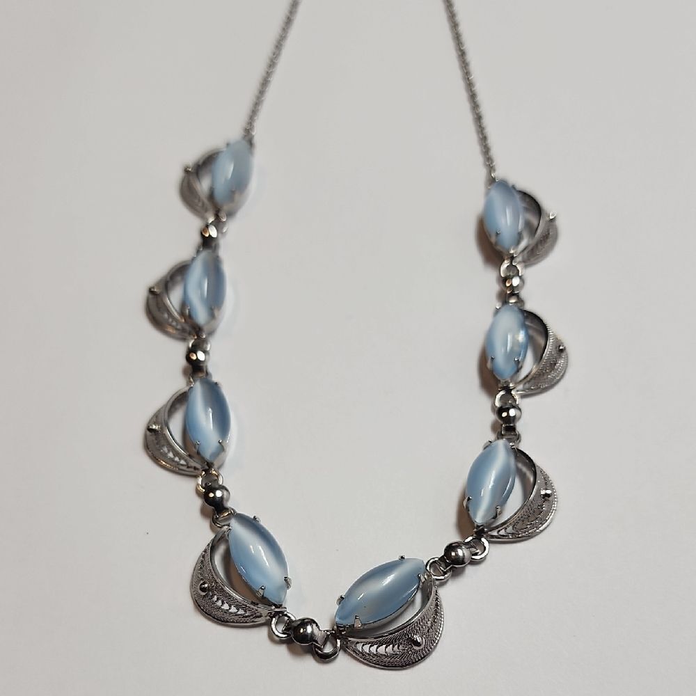 Vintage Sterling Silver 925 Alice Caviness Moon Stone Necklace 16"